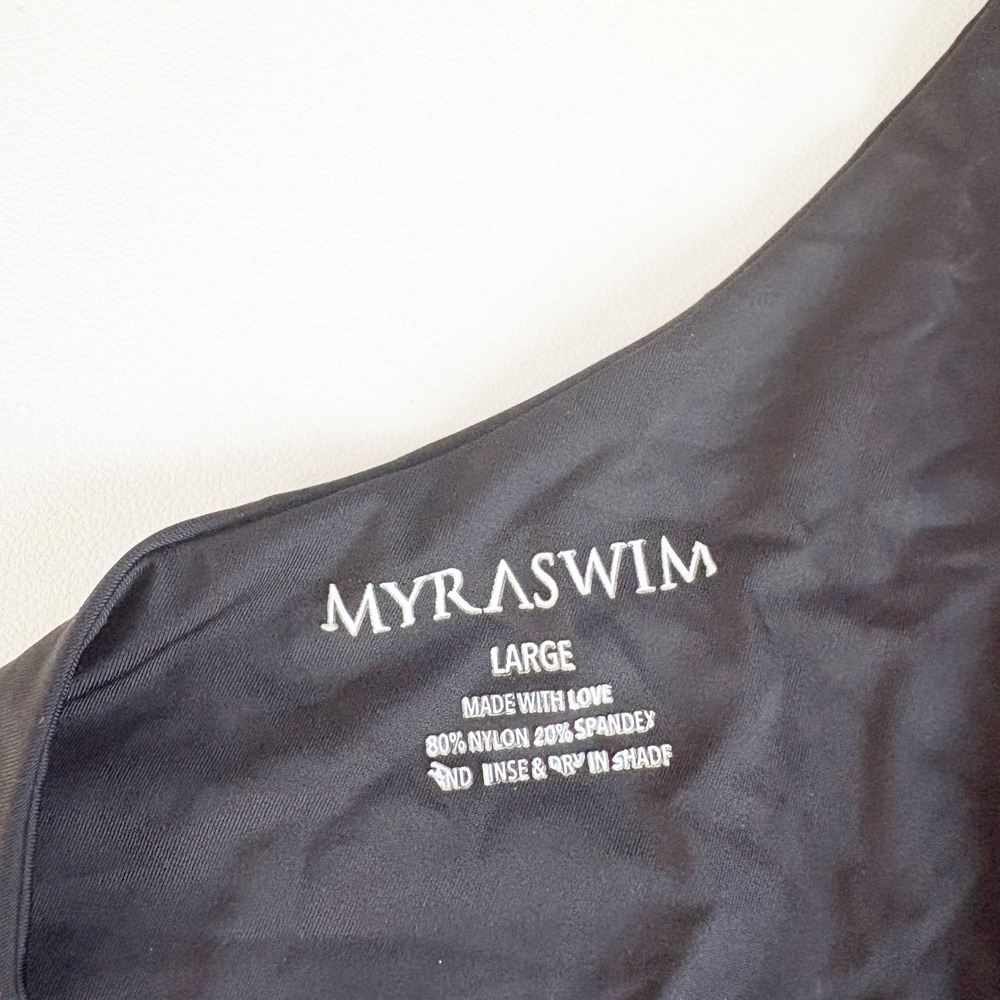 Myra Swim Womens Rhoads One Shoulder High Cut Minimalist One Piece Swimsuit L - Picture 4 of 6